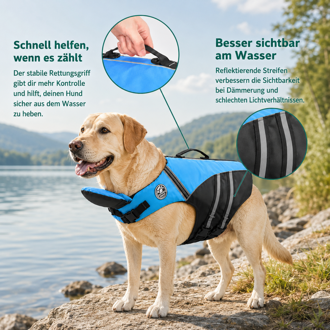 Sicherheits-Schwimmweste für Hunde